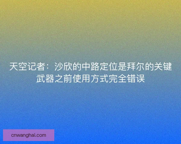 天空记者：沙欣的中路定位是拜尔的关键武器之前使用方式完全错误