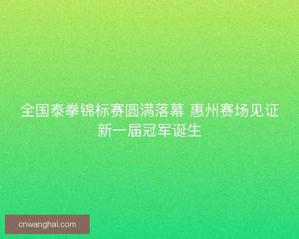 全国泰拳锦标赛圆满落幕 惠州赛场见证新一届冠军诞生 全国泰拳锦标赛圆满落幕 惠州赛场见证新一届冠军诞生